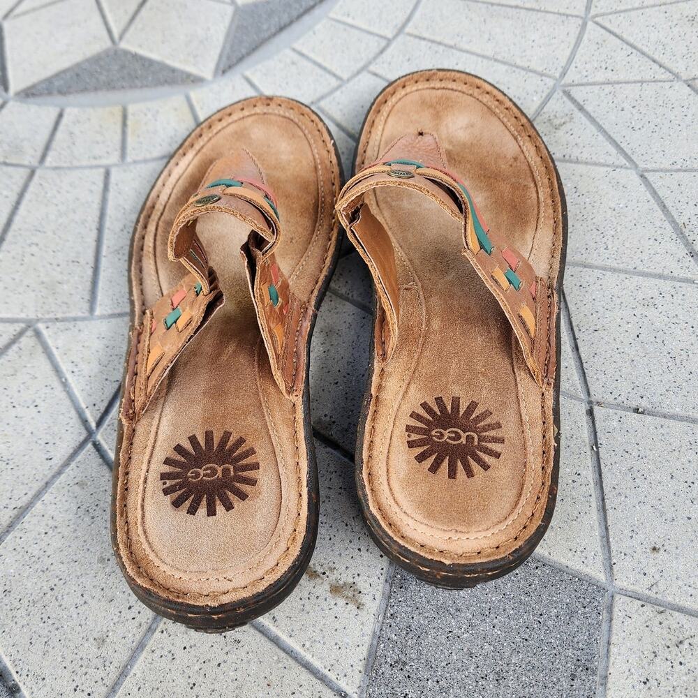 UGG Jenaya Leather Woven Strap Thong Sandals 7 - Picture 5 of 10